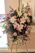 White and Blush Funeral Standing Spray